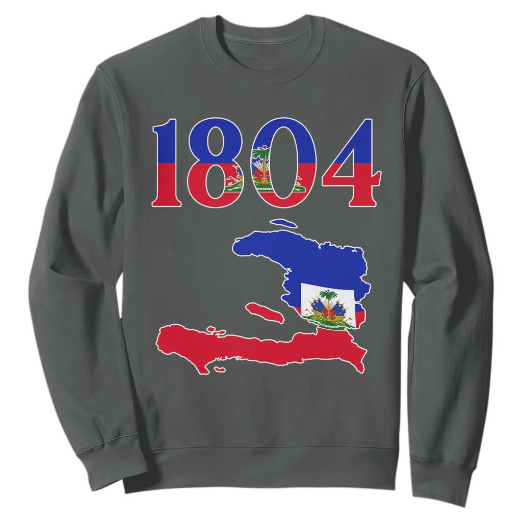 1804 Haiti Map and Flag Sweatshirt Haitian Heritage Pride Graphic TS02 Dark Heather Print Your Wear