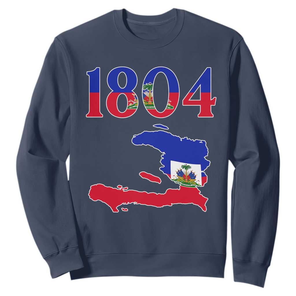 1804 Haiti Map and Flag Sweatshirt Haitian Heritage Pride Graphic TS02 Navy Print Your Wear