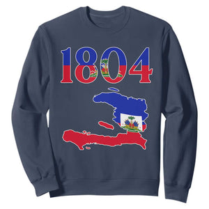 1804 Haiti Map and Flag Sweatshirt Haitian Heritage Pride Graphic TS02 Navy Print Your Wear
