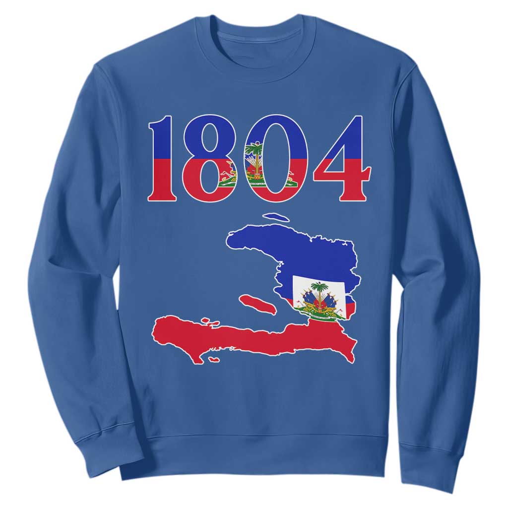 1804 Haiti Map and Flag Sweatshirt Haitian Heritage Pride Graphic TS02 Royal Blue Print Your Wear