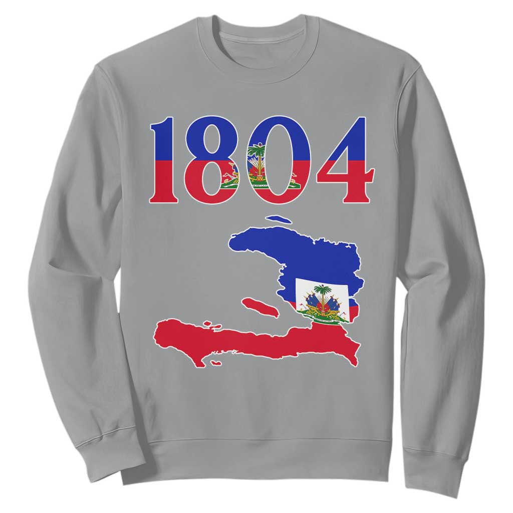 1804 Haiti Map and Flag Sweatshirt Haitian Heritage Pride Graphic TS02 Sport Gray Print Your Wear