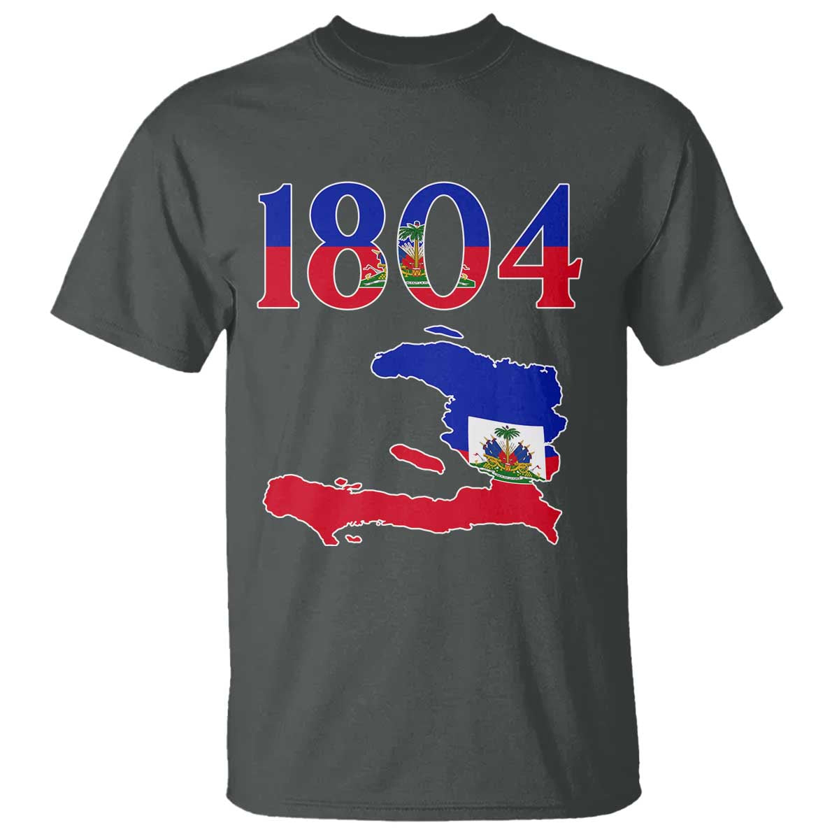 1804 Haiti Map and Flag T Shirt Haitian Heritage Pride Graphic TS02 Dark Heather Print Your Wear