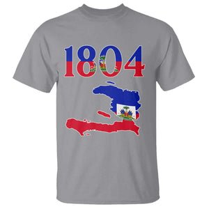 1804 Haiti Map and Flag T Shirt Haitian Heritage Pride Graphic TS02 Sport Gray Print Your Wear