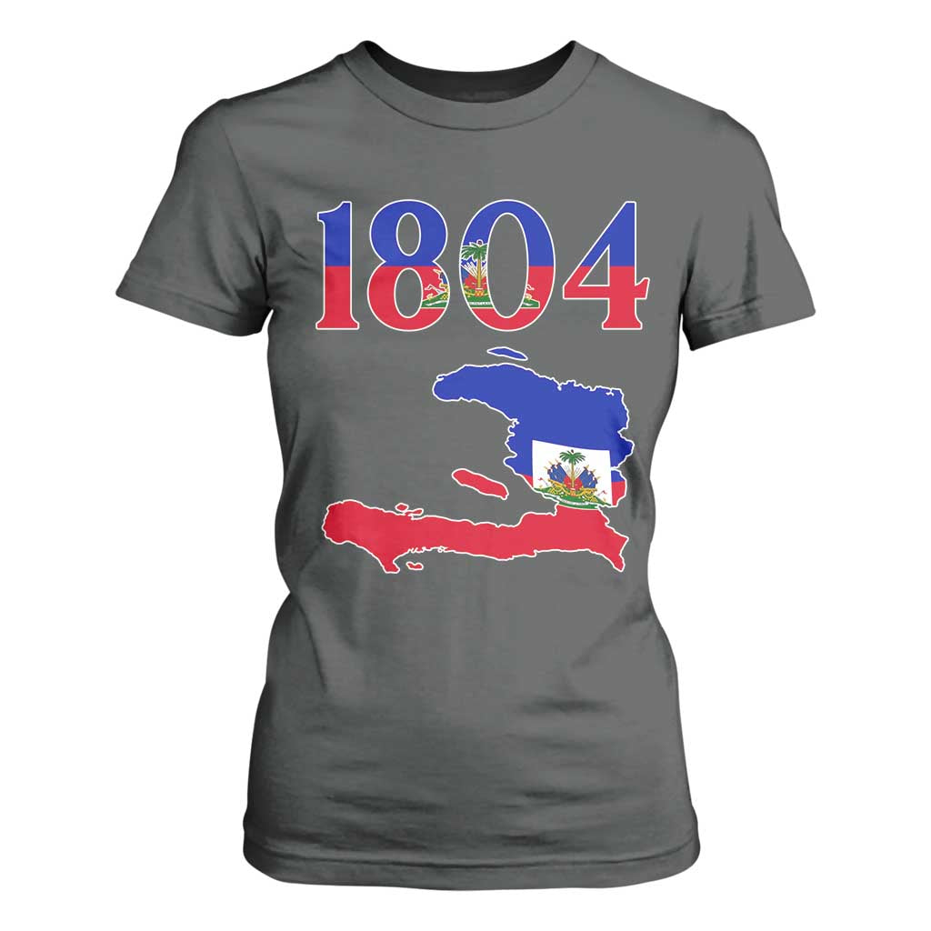 1804 Haiti Map and Flag T Shirt For Women Haitian Heritage Pride Graphic TS02 Dark Heather Print Your Wear