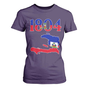 1804 Haiti Map and Flag T Shirt For Women Haitian Heritage Pride Graphic TS02 Purple Print Your Wear