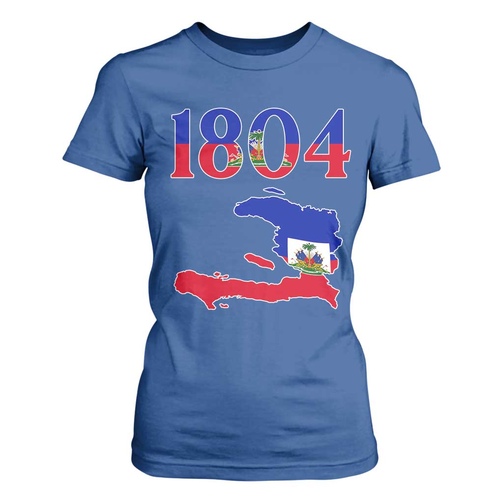 1804 Haiti Map and Flag T Shirt For Women Haitian Heritage Pride Graphic TS02 Royal Blue Print Your Wear