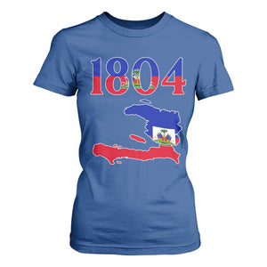 1804 Haiti Map and Flag T Shirt For Women Haitian Heritage Pride Graphic TS02 Royal Blue Print Your Wear