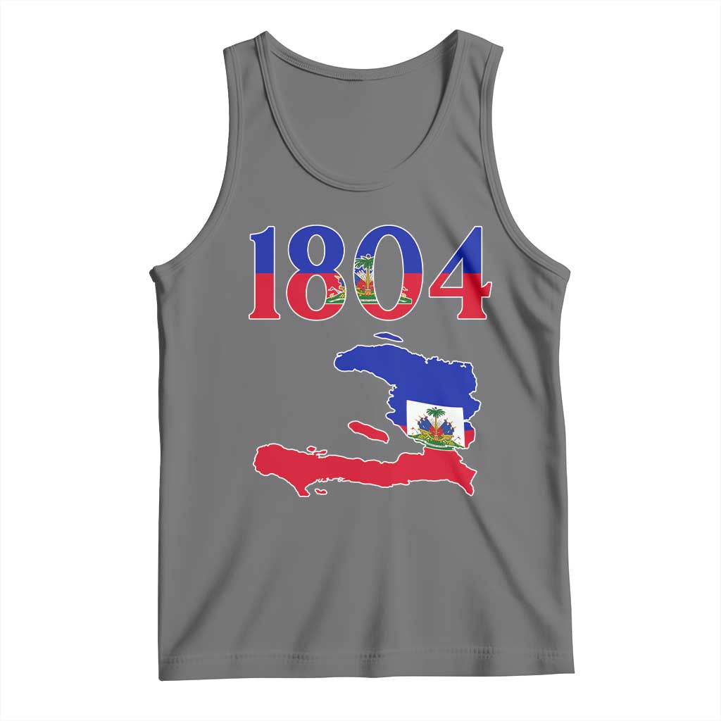 1804 Haiti Map and Flag Tank Top Haitian Heritage Pride Graphic TS02 Black Heather Print Your Wear