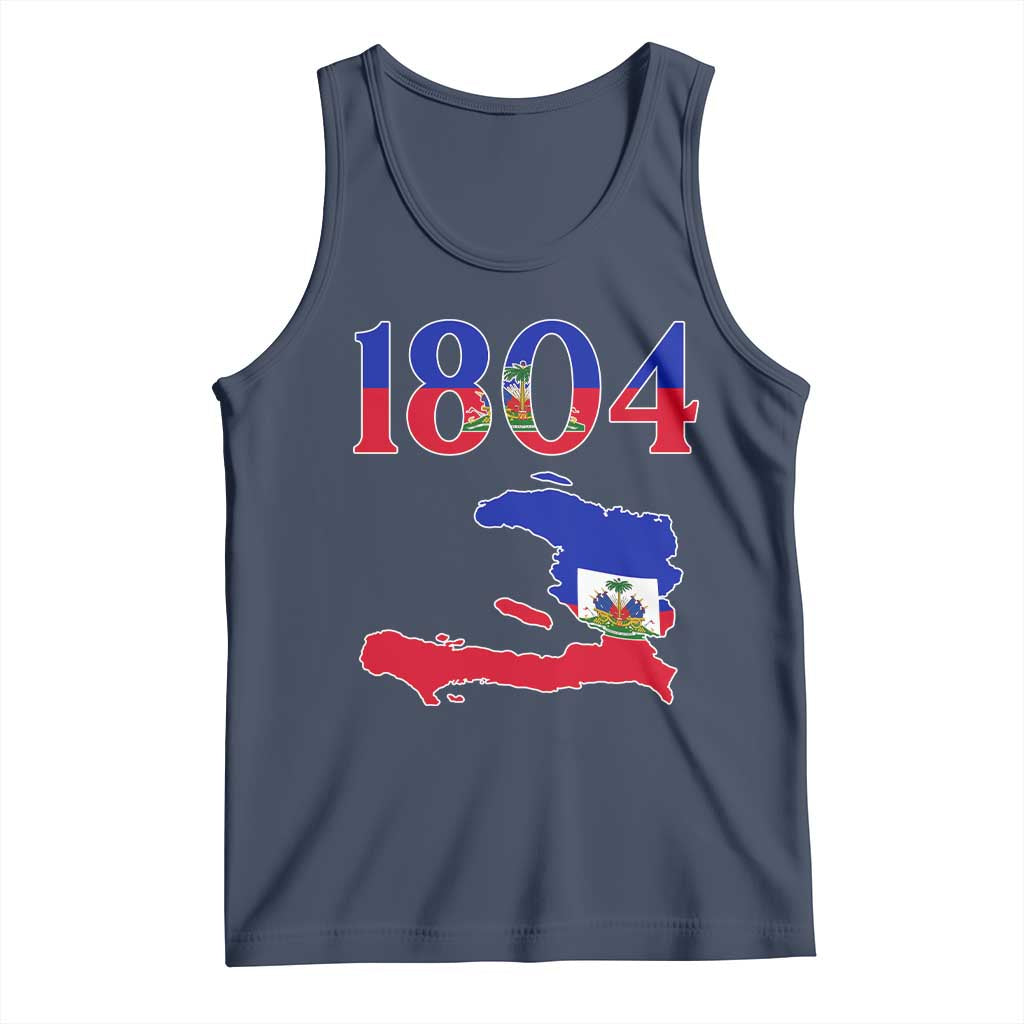 1804 Haiti Map and Flag Tank Top Haitian Heritage Pride Graphic TS02 Navy Print Your Wear