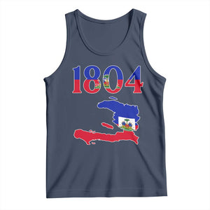 1804 Haiti Map and Flag Tank Top Haitian Heritage Pride Graphic TS02 Navy Print Your Wear