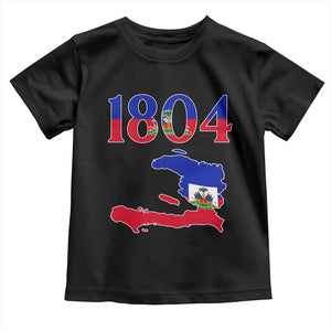 1804 Haiti Map and Flag Toddler T Shirt Haitian Heritage Pride Graphic TS02 Black Print Your Wear
