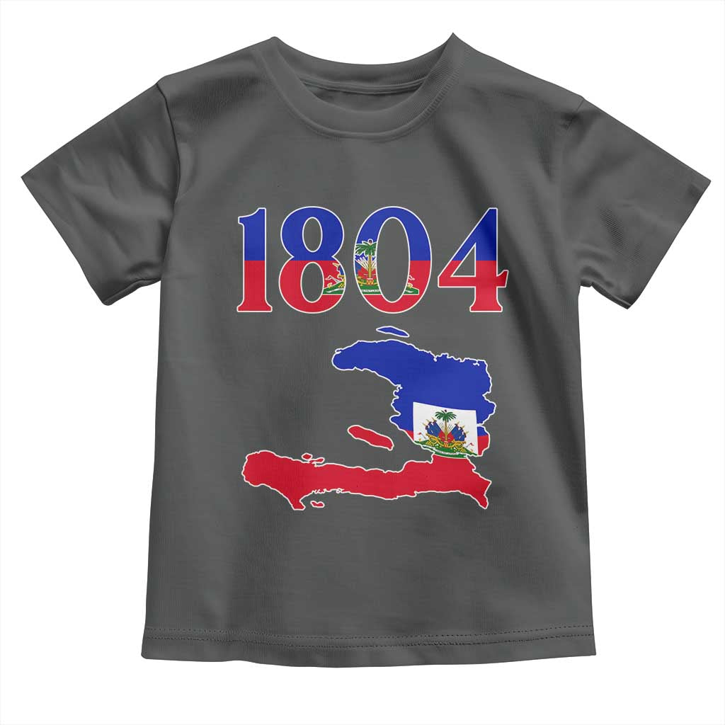 1804 Haiti Map and Flag Toddler T Shirt Haitian Heritage Pride Graphic TS02 Dark Heather Print Your Wear