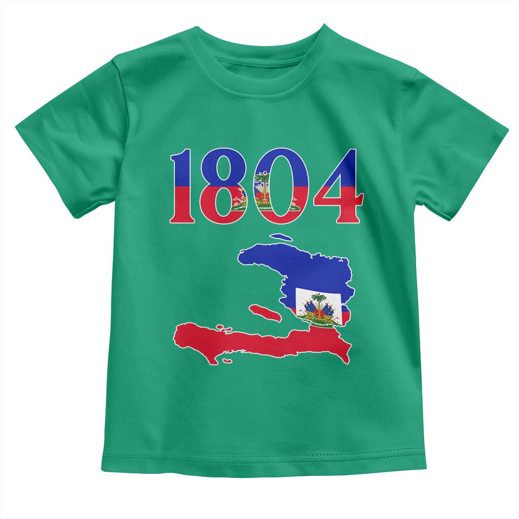 1804 Haiti Map and Flag Toddler T Shirt Haitian Heritage Pride Graphic TS02 Irish Green Print Your Wear