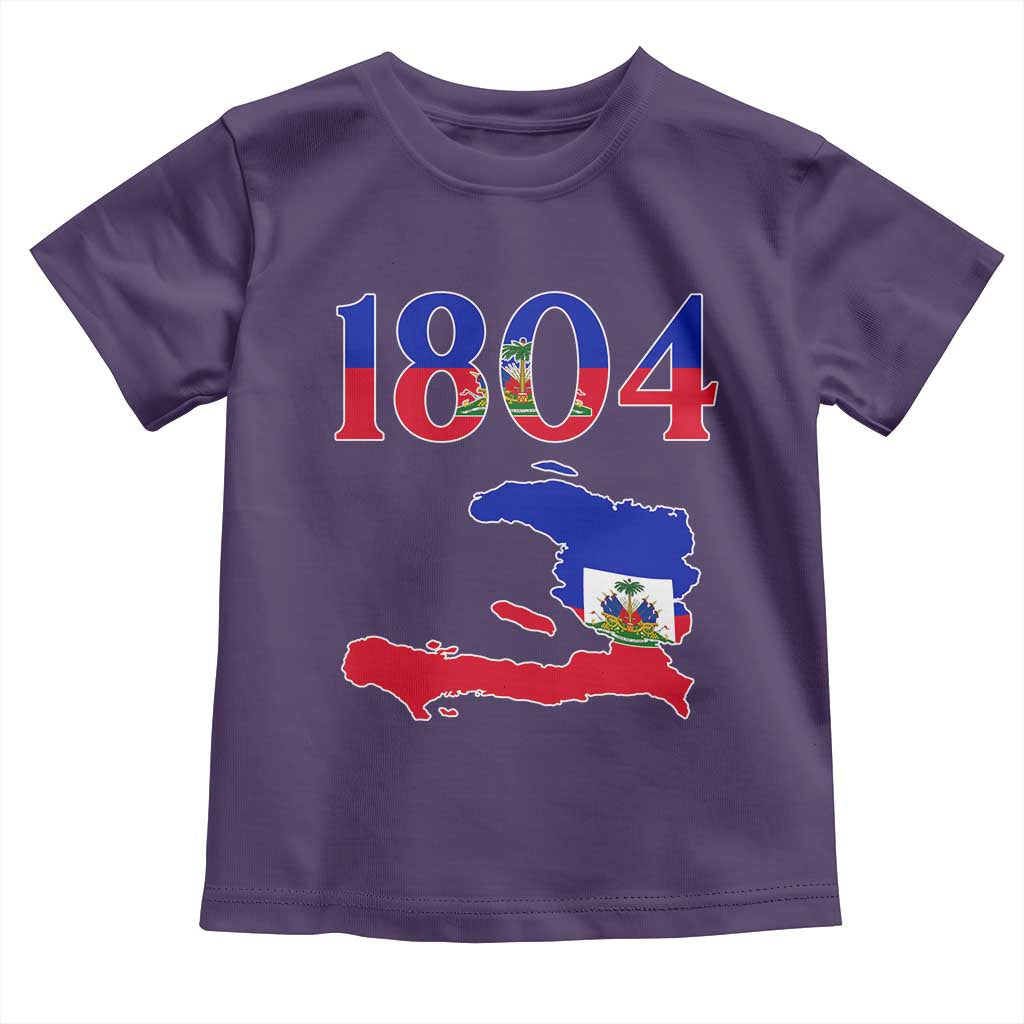 1804 Haiti Map and Flag Toddler T Shirt Haitian Heritage Pride Graphic TS02 Purple Print Your Wear