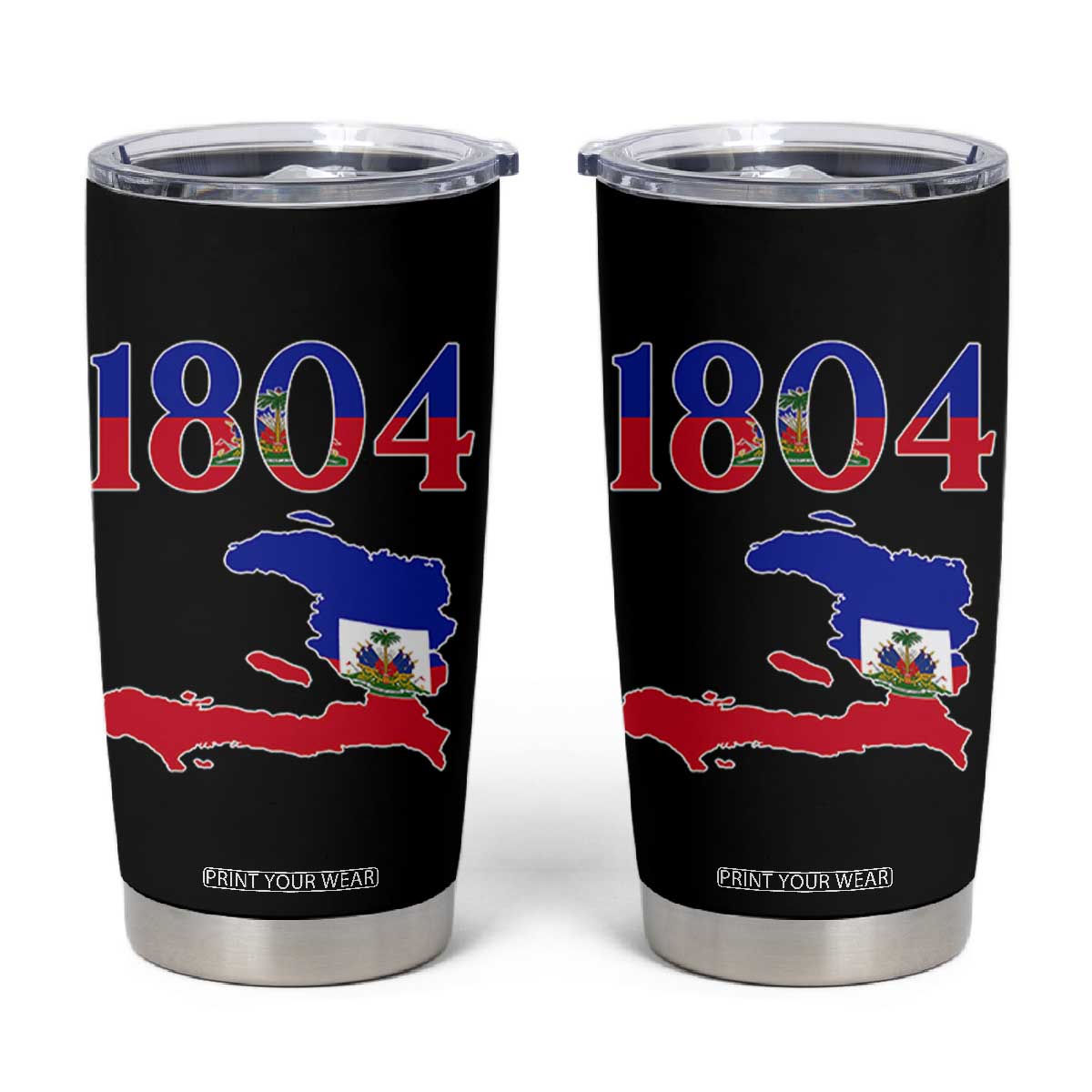 1804 Haiti Map and Flag Tumbler Cup Haitian Heritage Pride Graphic TS02 Black Print Your Wear