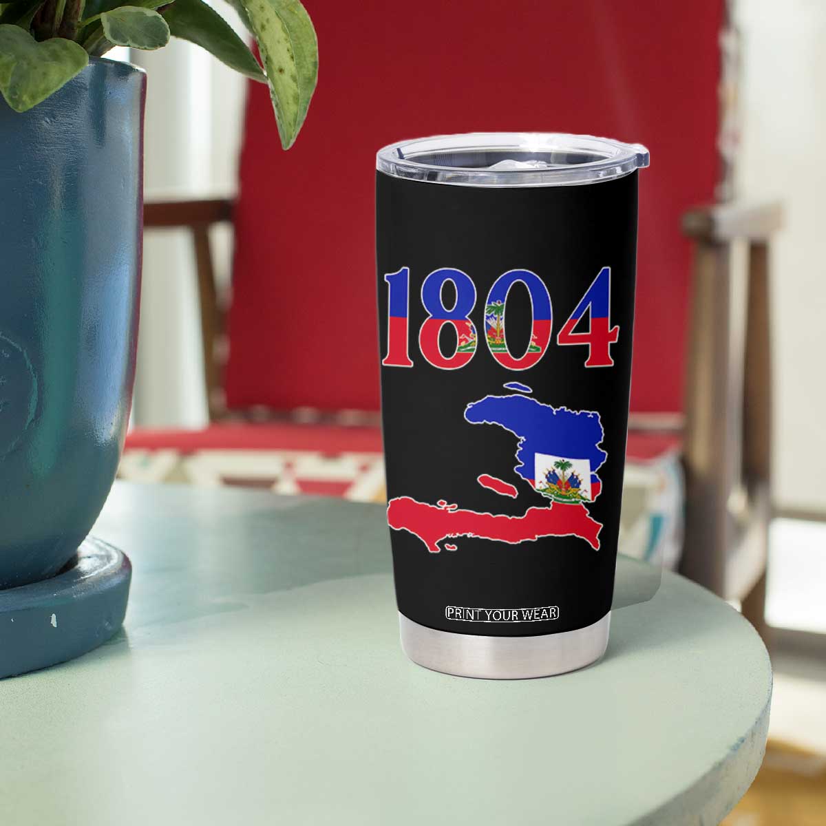 1804 Haiti Map and Flag Tumbler Cup Haitian Heritage Pride Graphic TS02 Print Your Wear