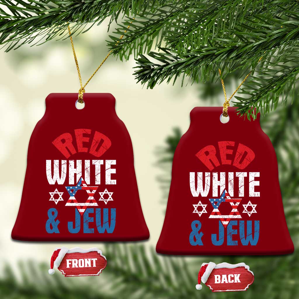 Red White and Jew Ceramic Ornament Funny Jewish Patriotic 4th of July Star Of David TS02 Print Your Wear