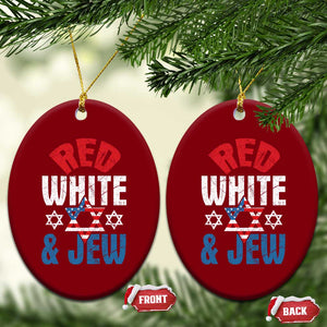 Red White and Jew Ceramic Ornament Funny Jewish Patriotic 4th of July Star Of David TS02 Print Your Wear