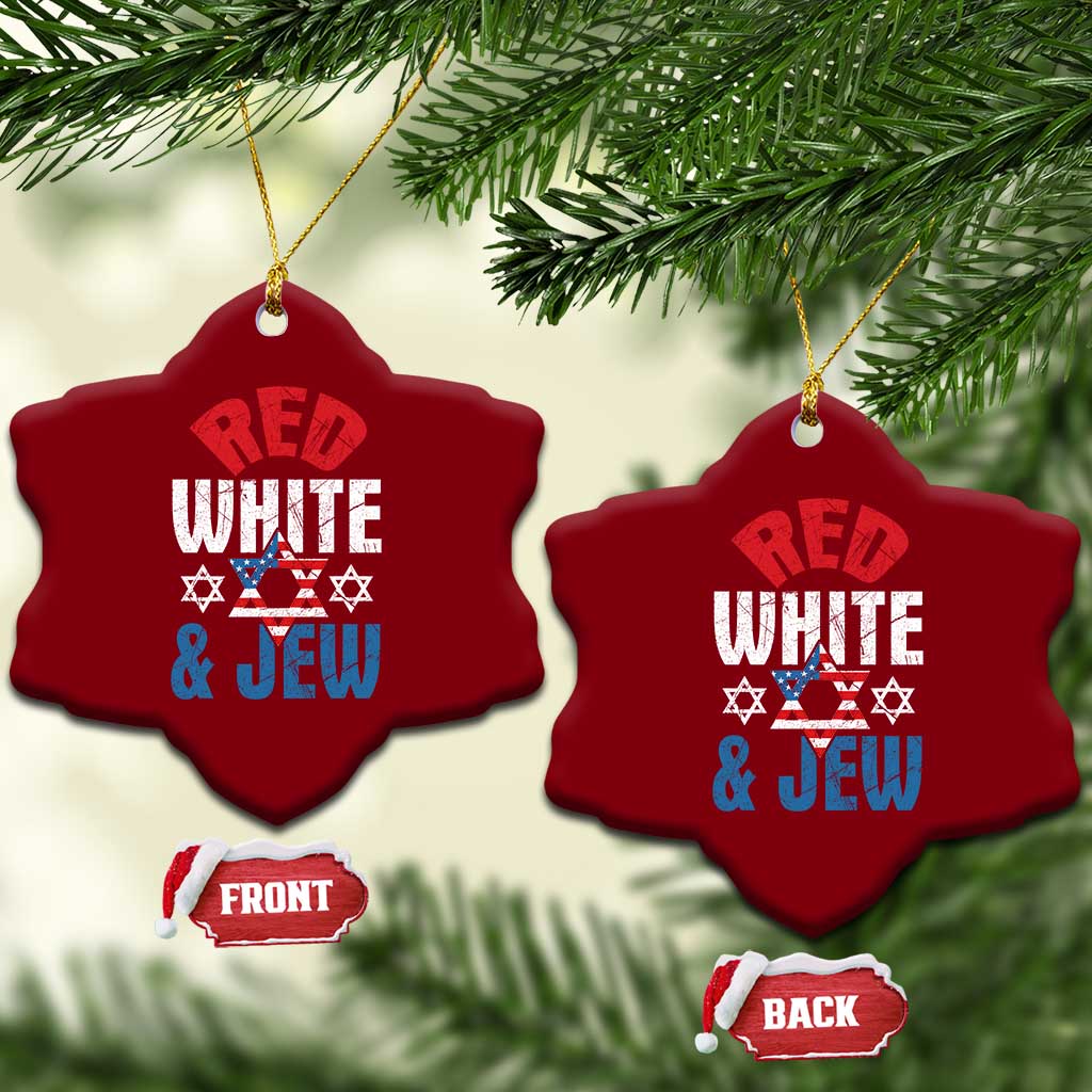 Red White and Jew Ceramic Ornament Funny Jewish Patriotic 4th of July Star Of David TS02 Print Your Wear