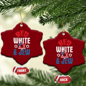 Red White and Jew Ceramic Ornament Funny Jewish Patriotic 4th of July Star Of David TS02 Print Your Wear