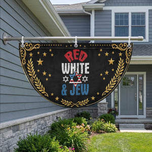 Red White and Jew Patriotic Fan Flag Funny Jewish 4th of July Star Of David