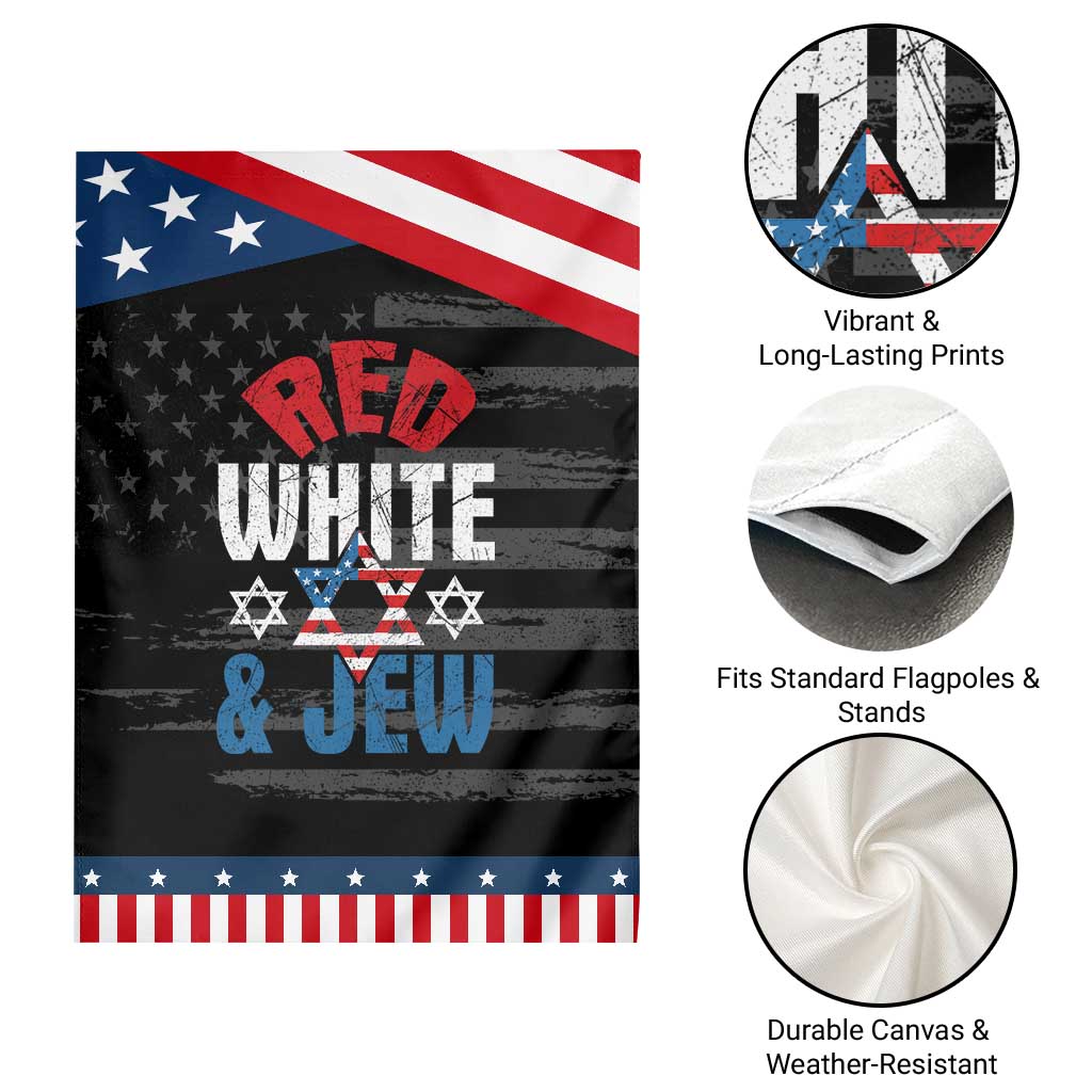 Red White and Jew Garden Flag Funny Jewish Patriotic 4th of July Star Of David TS02 Print Your Wear