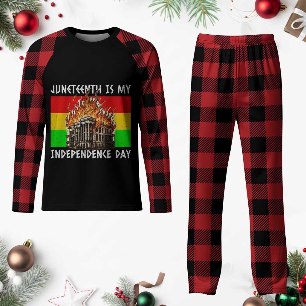 Juneteenth Is My Independence Day Plaid Pajama Set Bold Afro Liberation Pan-African Flag TS02 Buffalo Plaid Print Your Wear