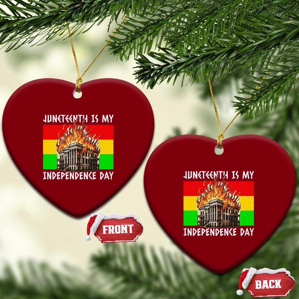 Juneteenth Is My Independence Day Ceramic Ornament Bold Afro Liberation Pan-African Flag TS02 Print Your Wear