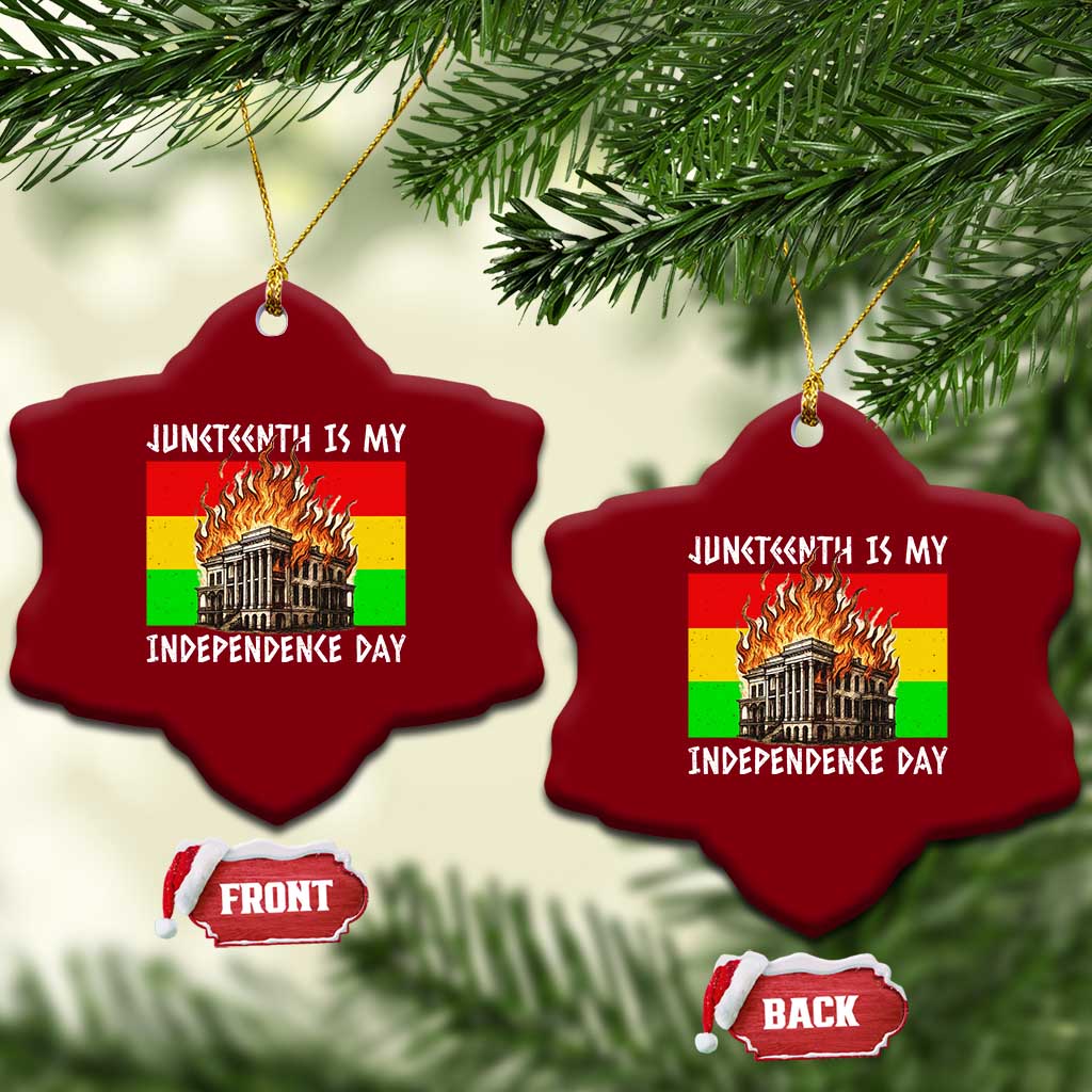 Juneteenth Is My Independence Day Ceramic Ornament Bold Afro Liberation Pan-African Flag TS02 Print Your Wear