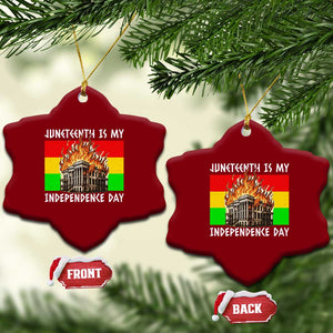 Juneteenth Is My Independence Day Ceramic Ornament Bold Afro Liberation Pan-African Flag TS02 Print Your Wear