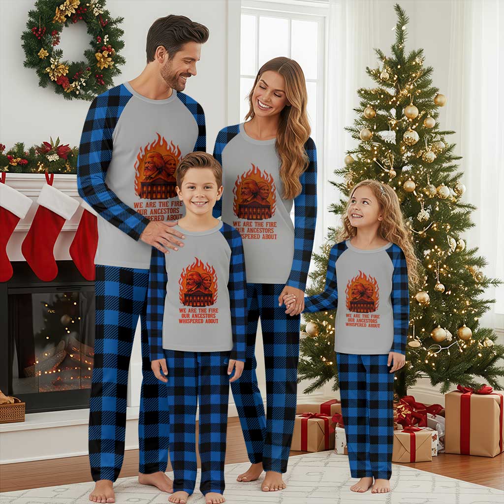 Harriet Tubman and Frederick Douglass Plaid Pajama Set We Are the Fire Our Ancestors Whispered About Juneteenth 1865 TS02 Blue Plaid Print Your Wear