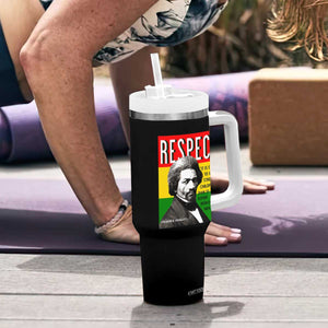 Respect Frederick Douglass Tumbler With Handle It Is Easier To Build Strong Children Empowerment - PrintYourWear Size: One Size: 40 oz Color: Black