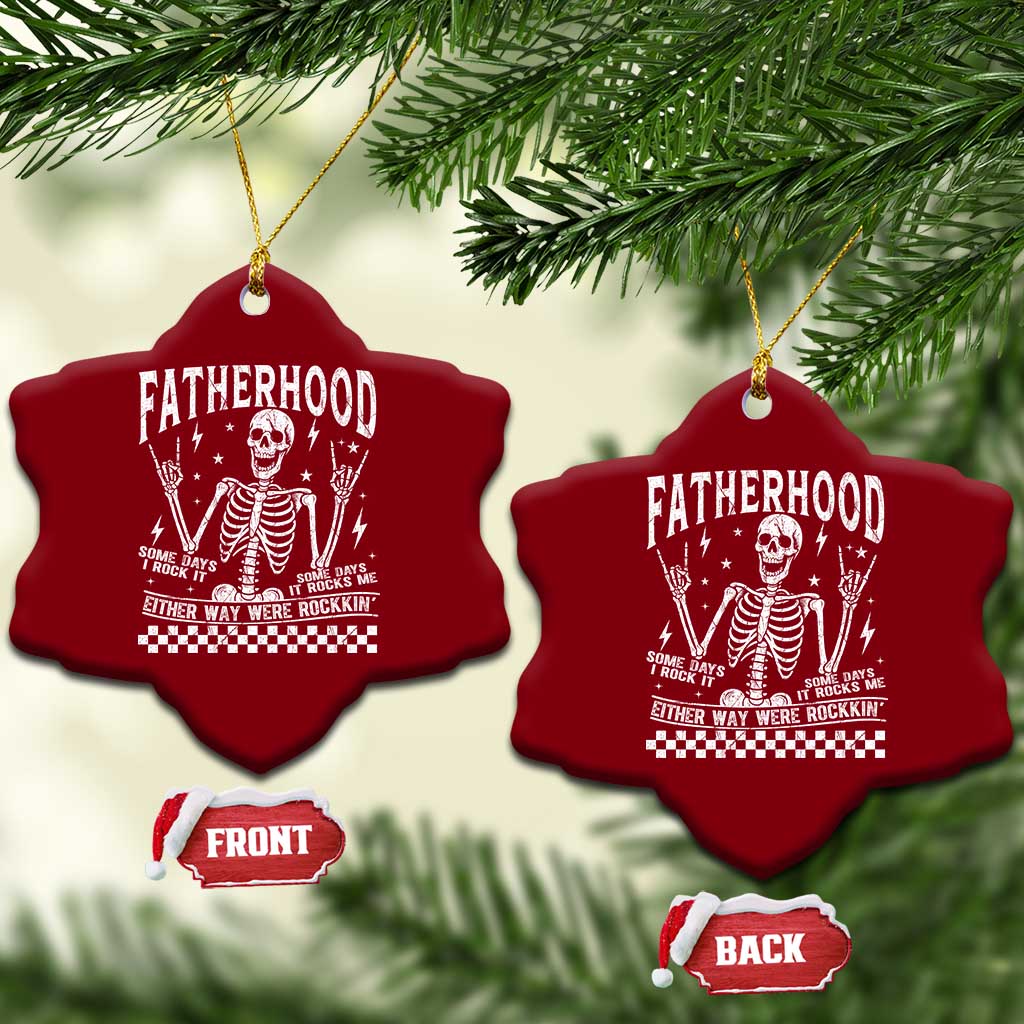 Rockin' Fatherhood Skeleton Ceramic Ornament Funny Dad Life Quote Gift for Fathers Day TS02 Print Your Wear