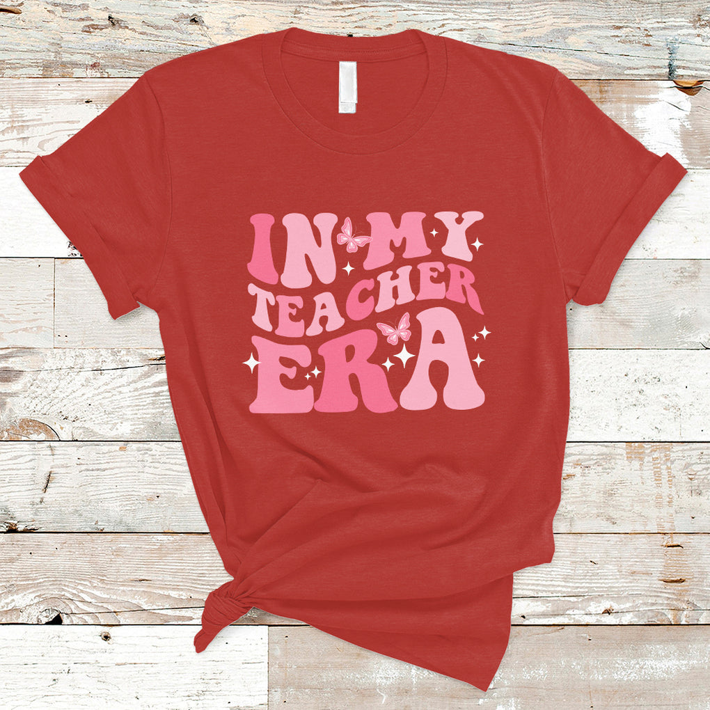 Teacher T Shirt In My Teacher Era Teacher Back To School Butterfly Groovy TS02 Red Printyourwear
