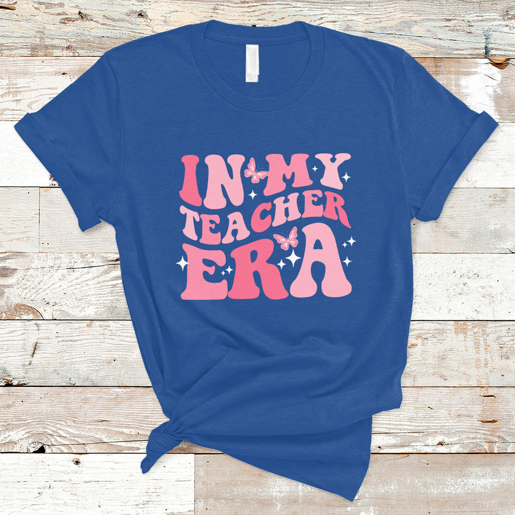 Teacher T Shirt In My Teacher Era Teacher Back To School Butterfly Groovy TS02 Royal Blue Printyourwear