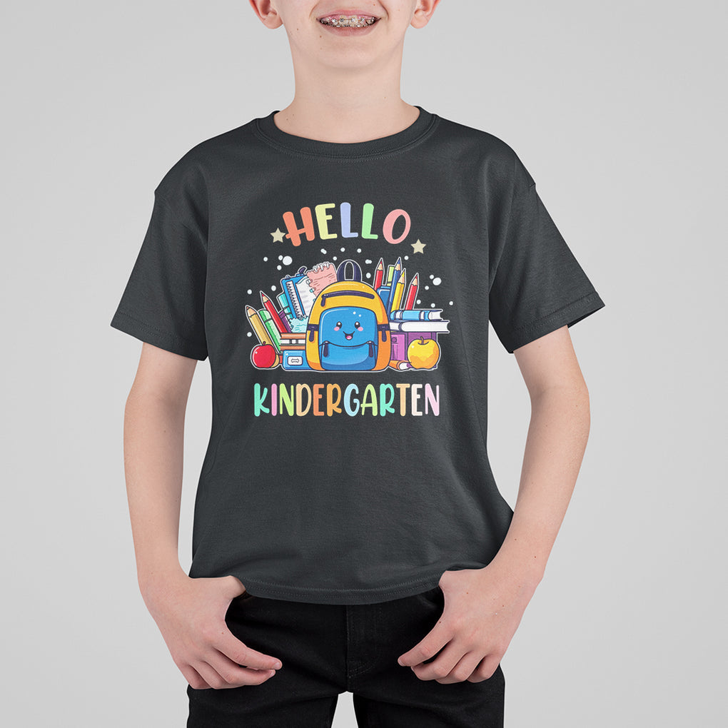 Hello Kindergarten T Shirt For Kid Happy First Day Of School Boys Girls TS02 Black Printyourwear