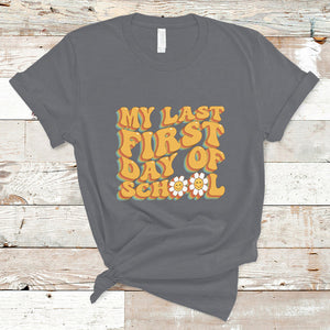 Senior 2024 T Shirt My Last First Day Of School Senior Class Of 2024 High School Groovy TS02 Charcoal Printyourwear