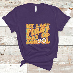 Senior 2024 T Shirt My Last First Day Of School Senior Class Of 2024 High School Groovy TS02 Purple Printyourwear