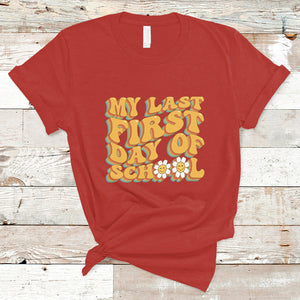 Senior 2024 T Shirt My Last First Day Of School Senior Class Of 2024 High School Groovy TS02 Red Printyourwear