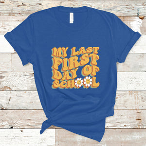 Senior 2024 T Shirt My Last First Day Of School Senior Class Of 2024 High School Groovy TS02 Royal Blue Printyourwear