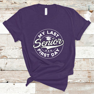Senior 2024 T Shirt My Last First Day Of School Senior Class Of 2024 High School Graduate TS02 Purple Printyourwear
