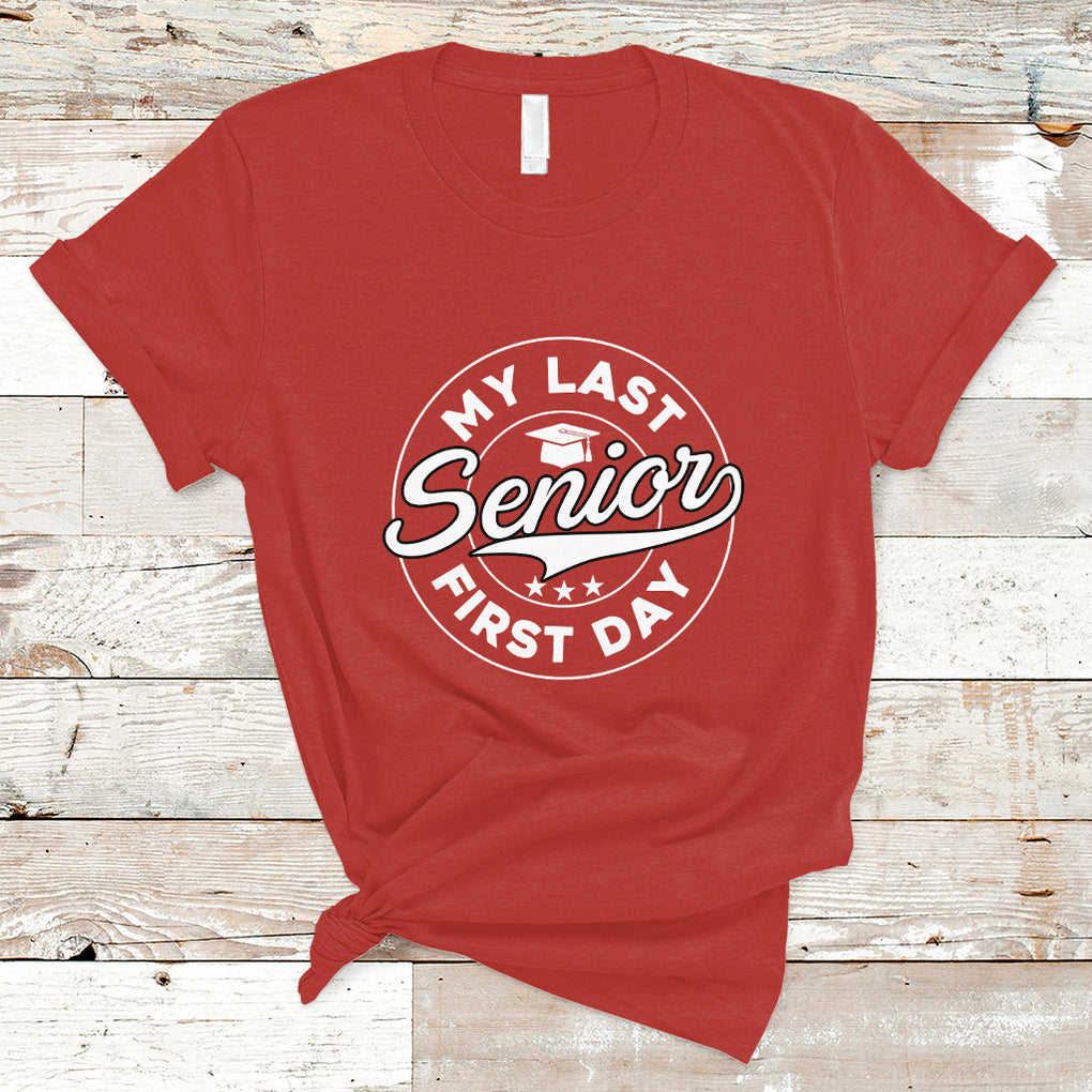 Senior 2024 T Shirt My Last First Day Of School Senior Class Of 2024 High School Graduate TS02 Red Printyourwear
