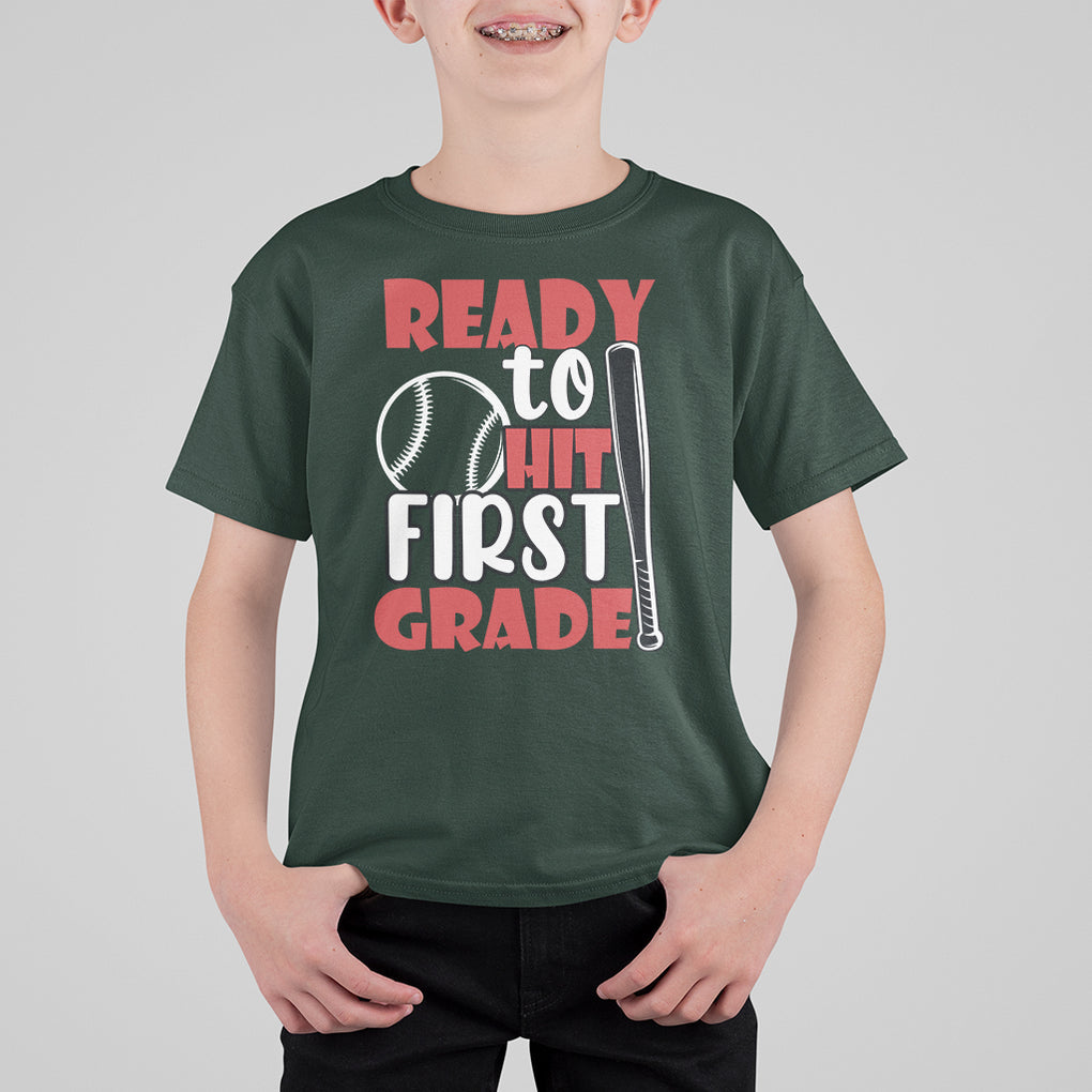 1st Grade T Shirt For Kid Ready To Hit First Grade Baseball Lovers TS02 Printyourwear
