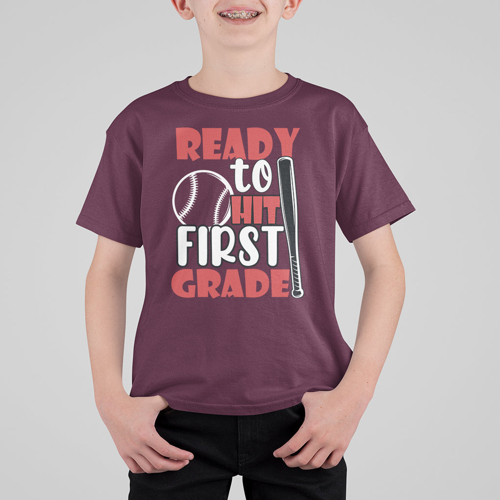 1st Grade T Shirt For Kid Ready To Hit First Grade Baseball Lovers TS02 Printyourwear
