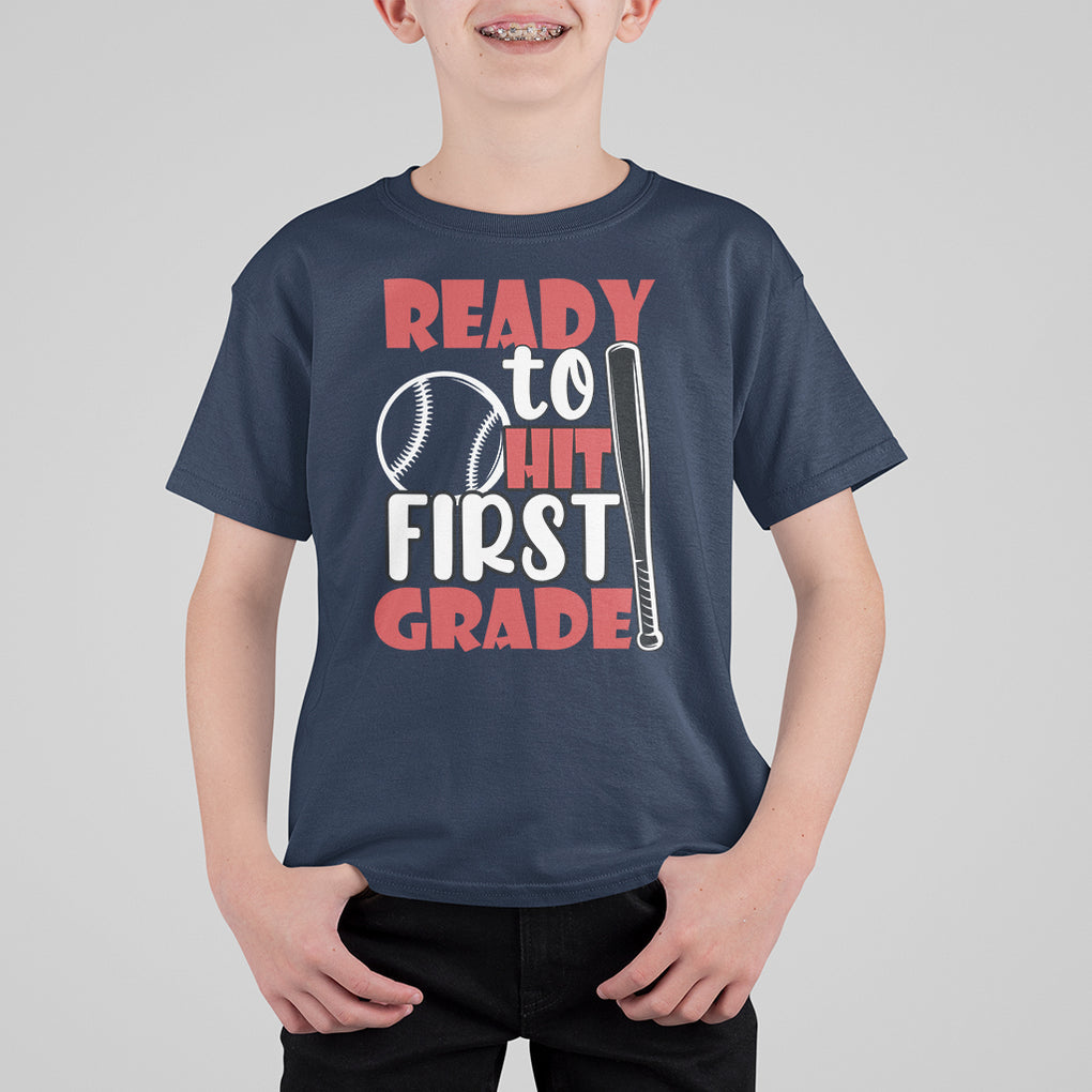 1st Grade T Shirt For Kid Ready To Hit First Grade Baseball Lovers TS02 Printyourwear