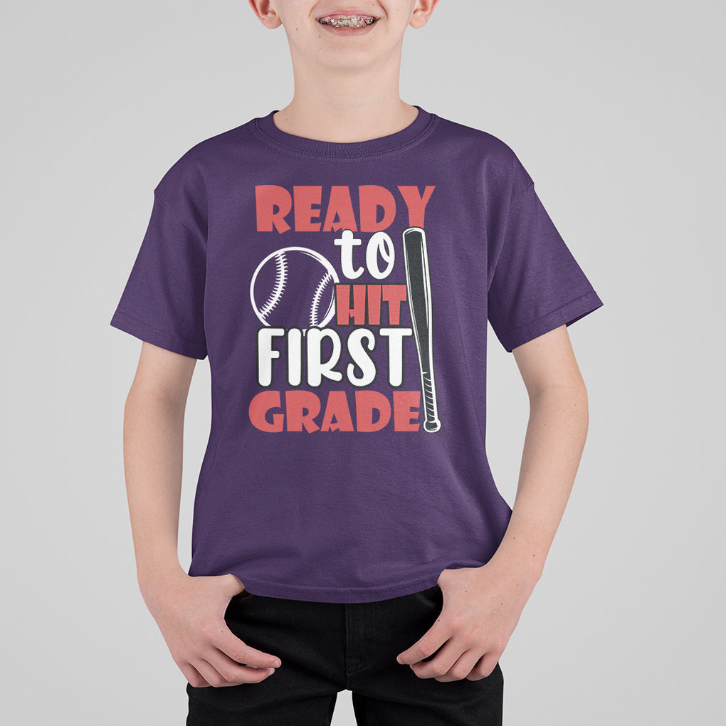 1st Grade T Shirt For Kid Ready To Hit First Grade Baseball Lovers TS02 Printyourwear