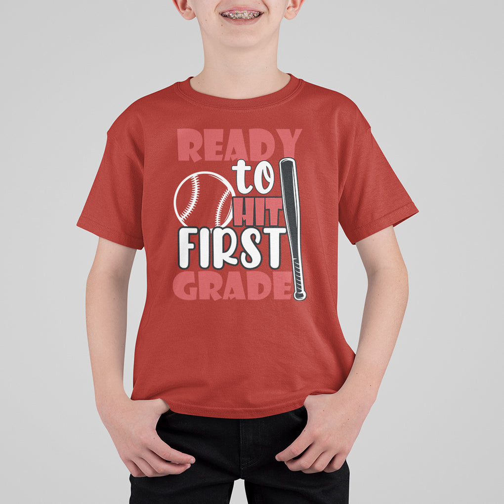 1st Grade T Shirt For Kid Ready To Hit First Grade Baseball Lovers TS02 Printyourwear