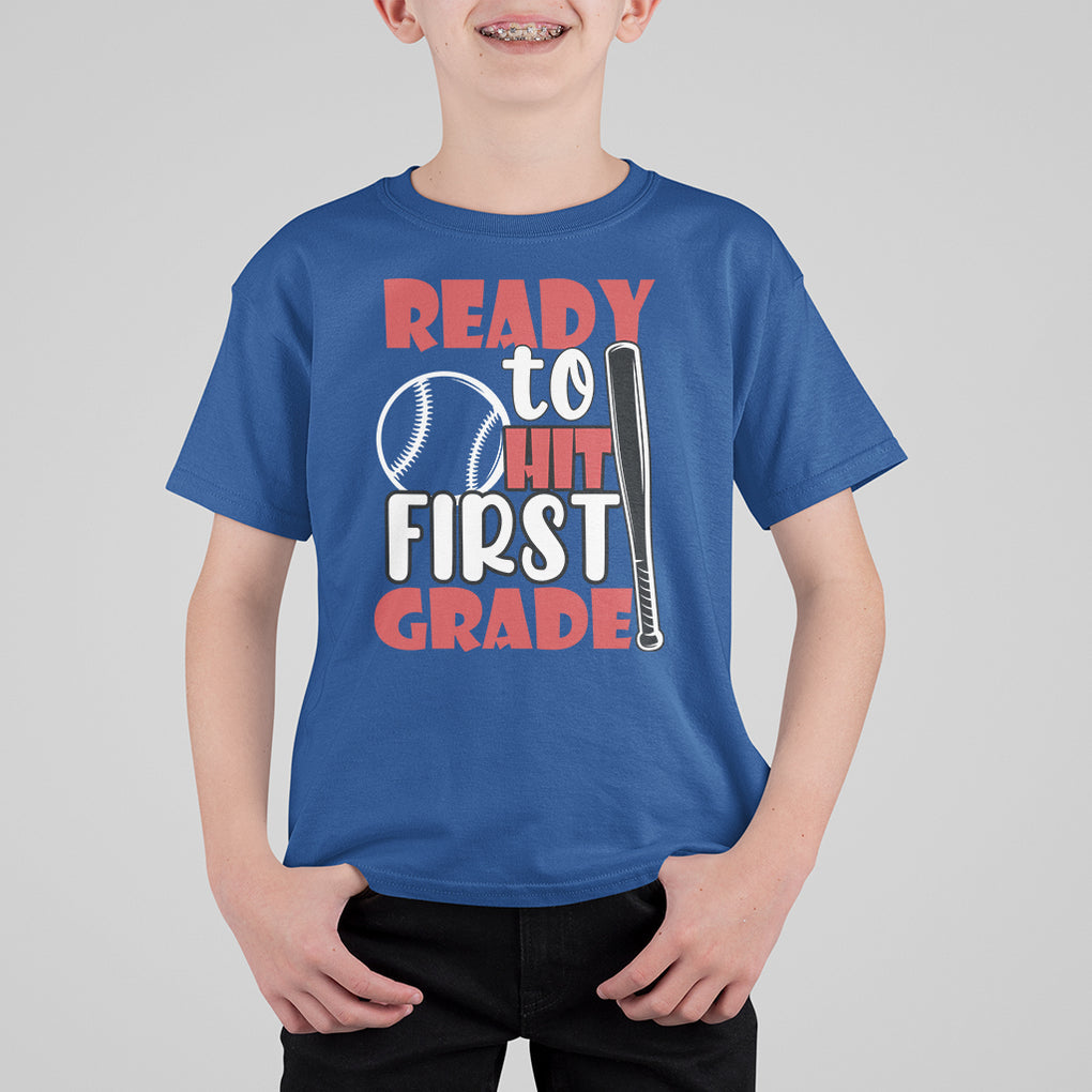 1st Grade T Shirt For Kid Ready To Hit First Grade Baseball Lovers TS02 Printyourwear