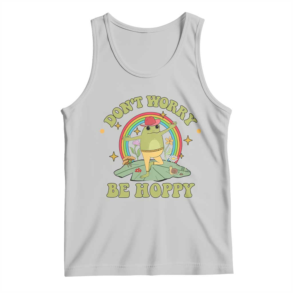 Cottagecore Aesthetic Frog Tank Top Don't Worry Be Hoppy Meditating TS02 Ash Print Your Wear