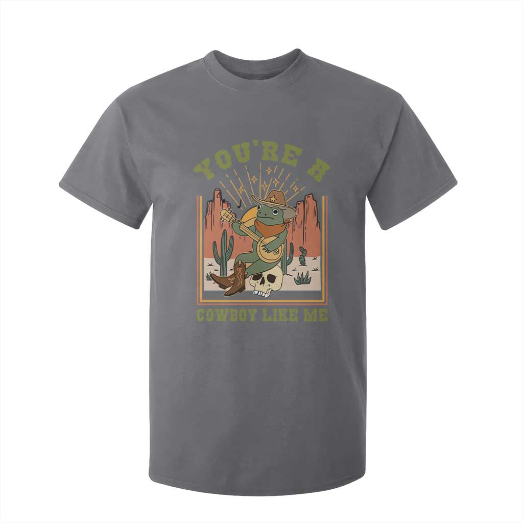 Cottagecore Aesthetic Frog T Shirt For Kid You're A Cowboy Like Me Playing Banjo Western Style TS02 Charcoal Print Your Wear